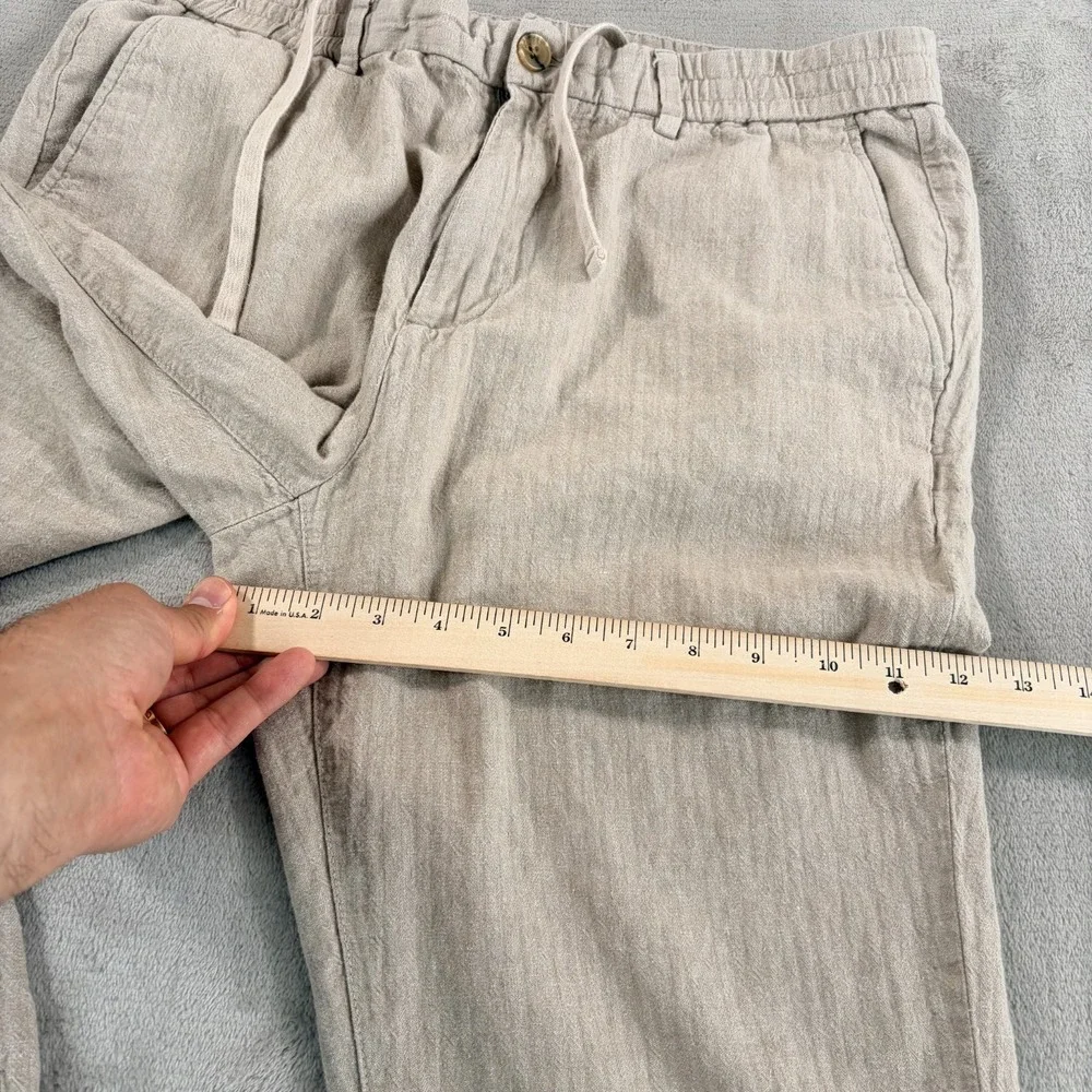 Banana Republic Linen Blend Slim Fit Zip/Drawstring Waist Pants Beige Men 34x29